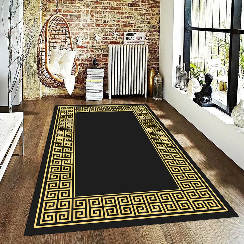 Luxury Black Gold Chinese Rug