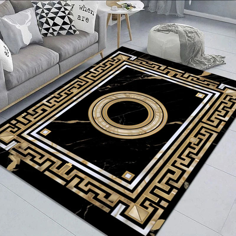 Luxury Black Gold Area Rug