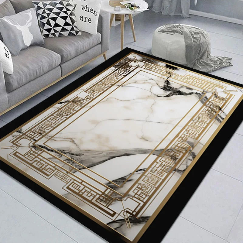 Luxury Black Gold Area Rug