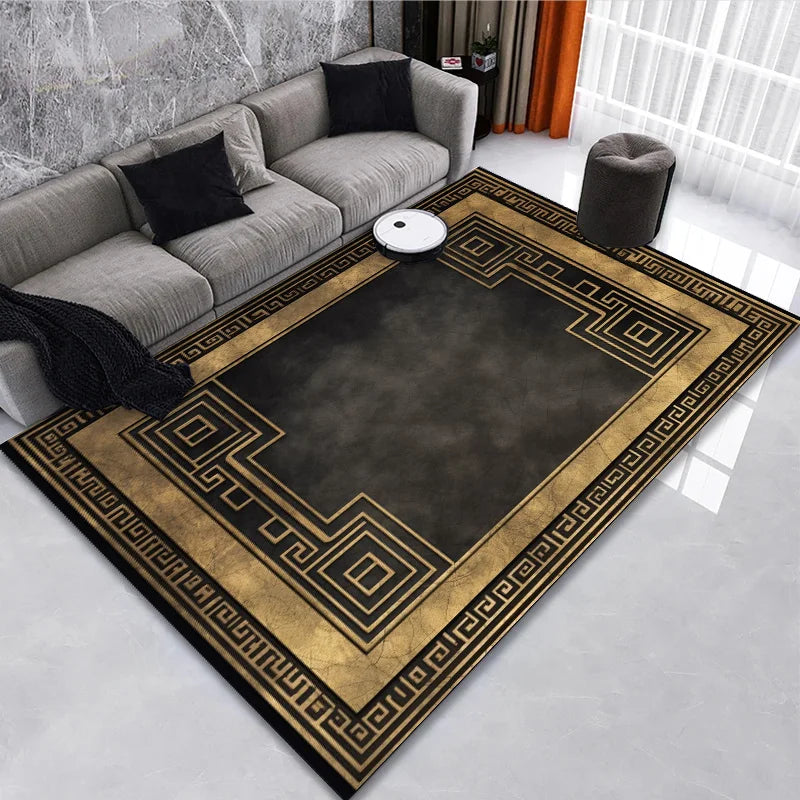 Classical Black Gold Oriental Rug