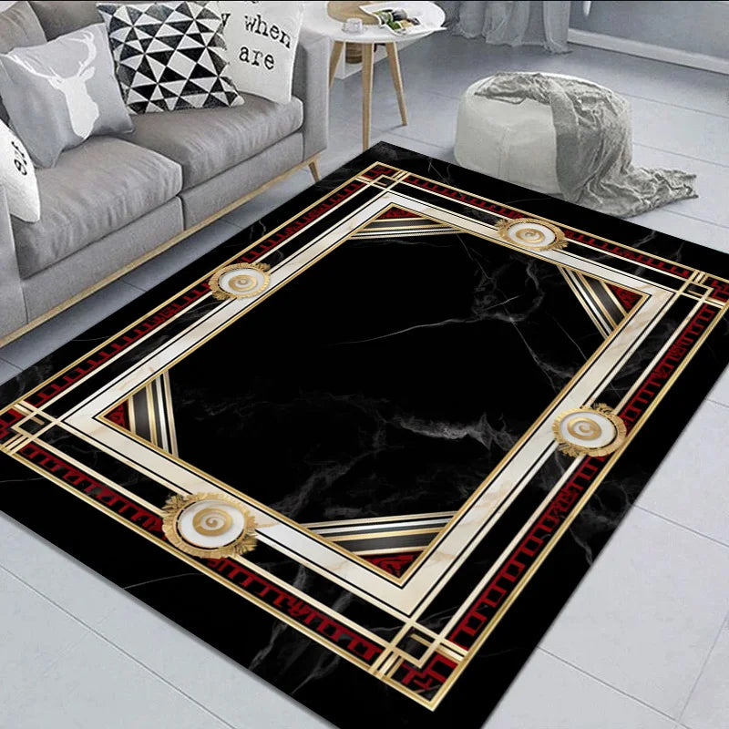 Luxury Black Gold Area Rug