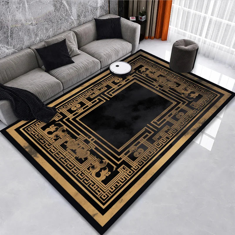 Classical Black Gold Oriental Rug