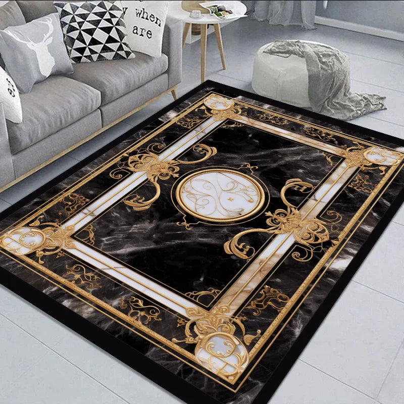 Luxury Black Gold Area Rug