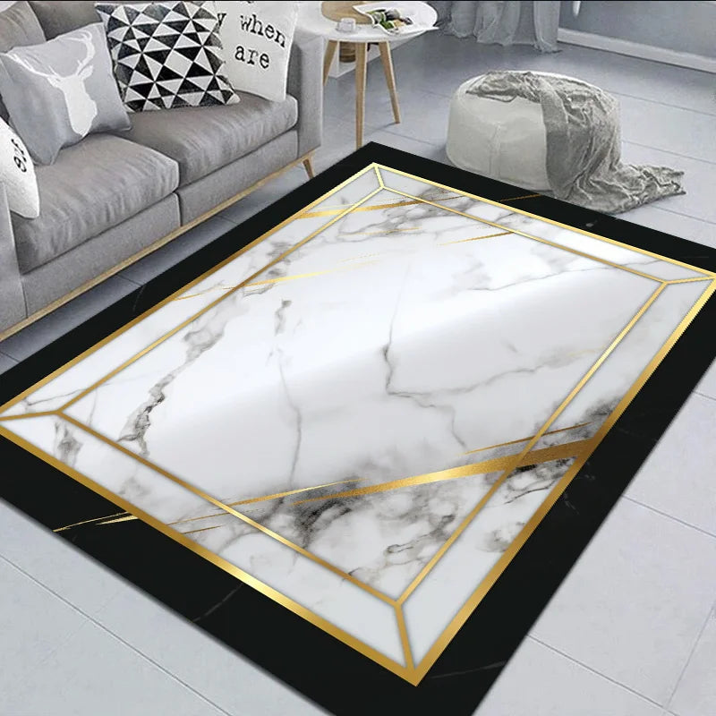 Luxury Black Gold Area Rug