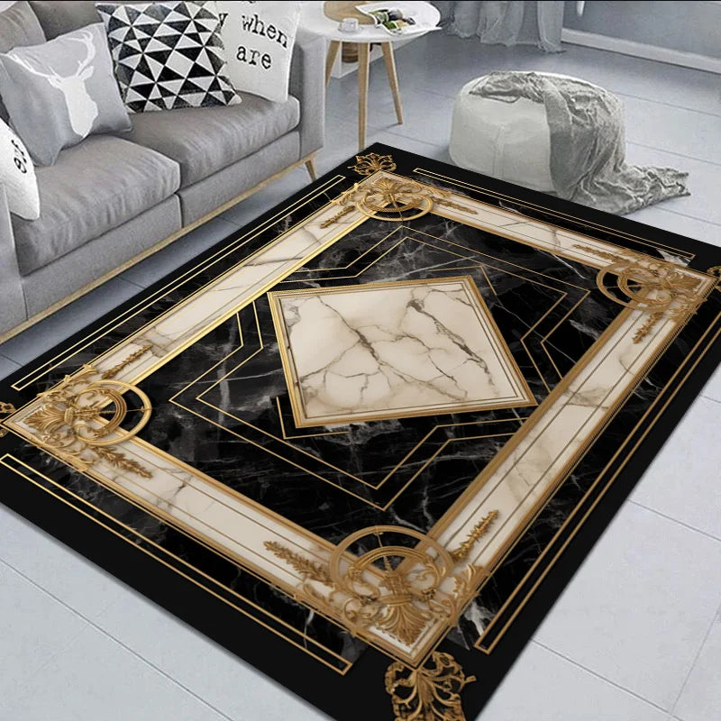 Luxury Black Gold Area Rug